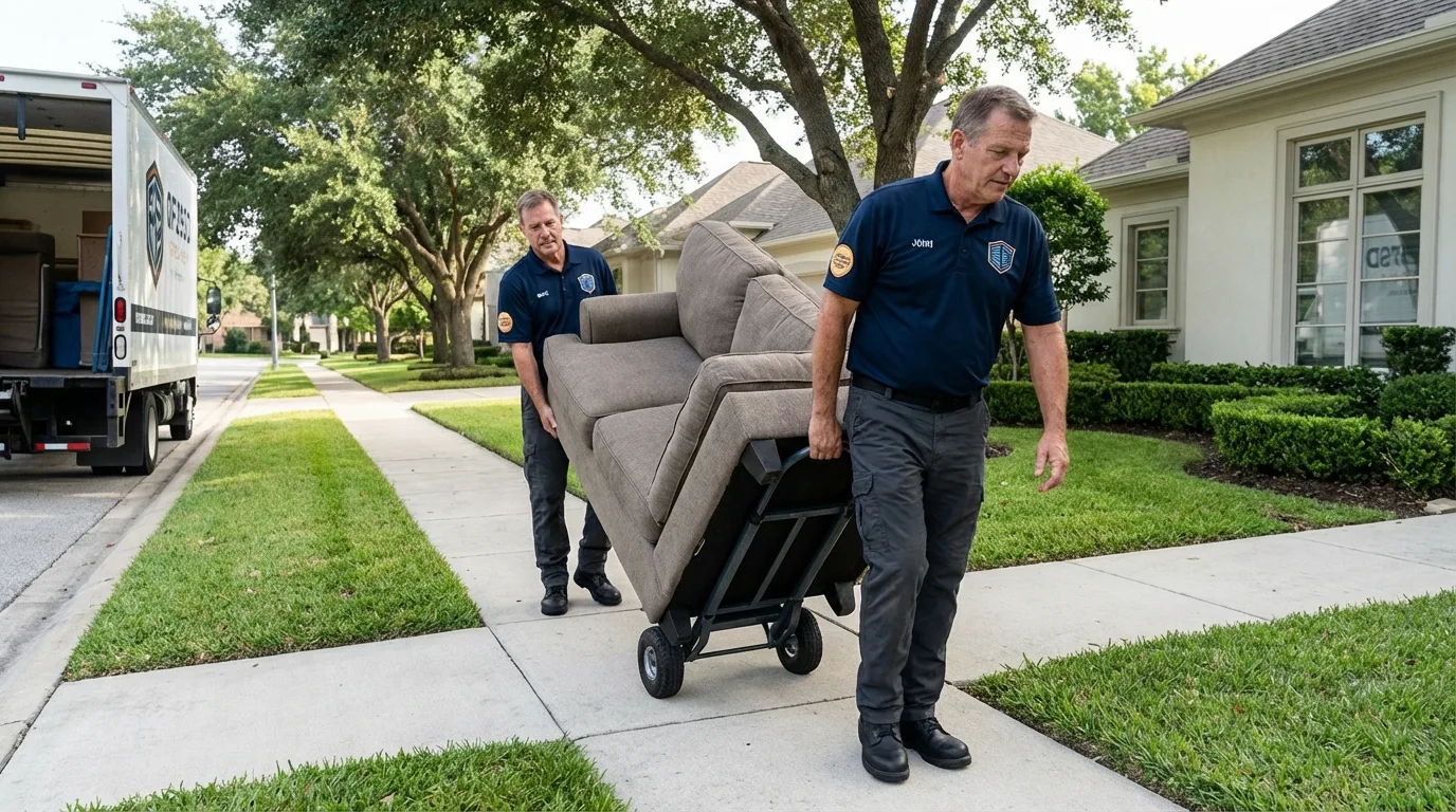 Local residential moving crew loading furniture in Chino Hills, CA